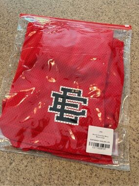 NWT - Eric Emanuel Red Men's Athletic Shorts with Contrast Logo